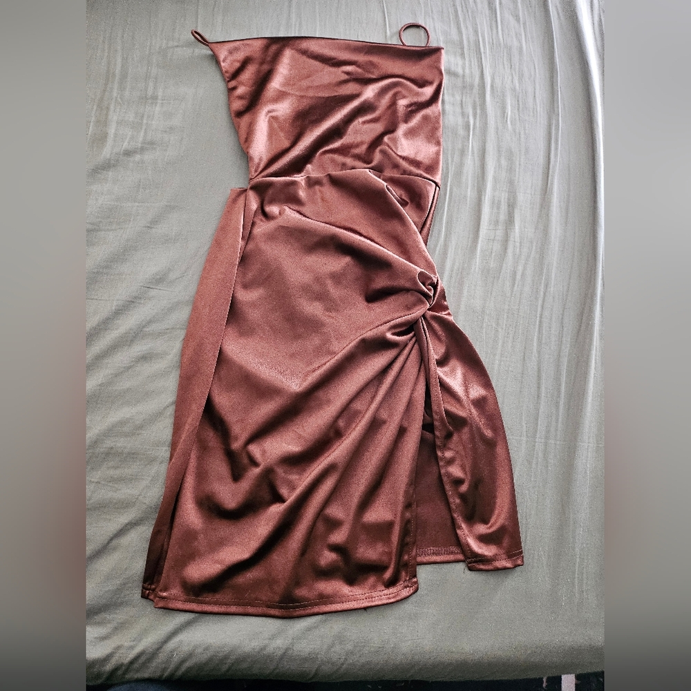Elegant Copper Satin Dress